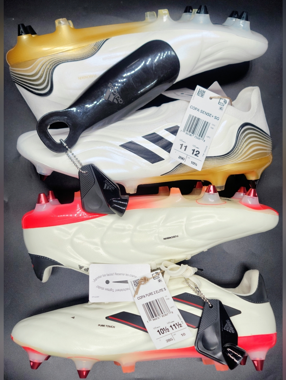 Adidas Copa Pure 2 Elite SG & Adidas Copa Sense+ SG Cleats Lot Of 2 Sz 10.5-11